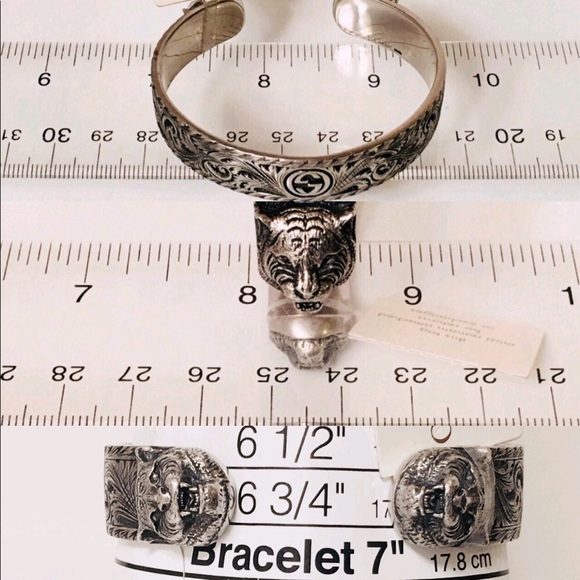 Gucci Wide Sterling Silver Feline Cuff Bracelet - Picture 6 of 8